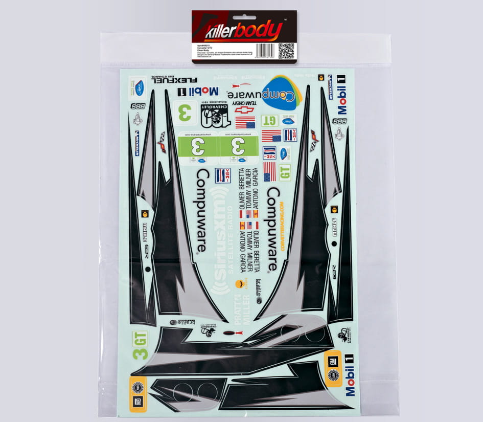 Killerbody Corvette GT2, Dekorbogen Killerbody Corvette GT2_ Dekorbogen - RC-Zubehoer