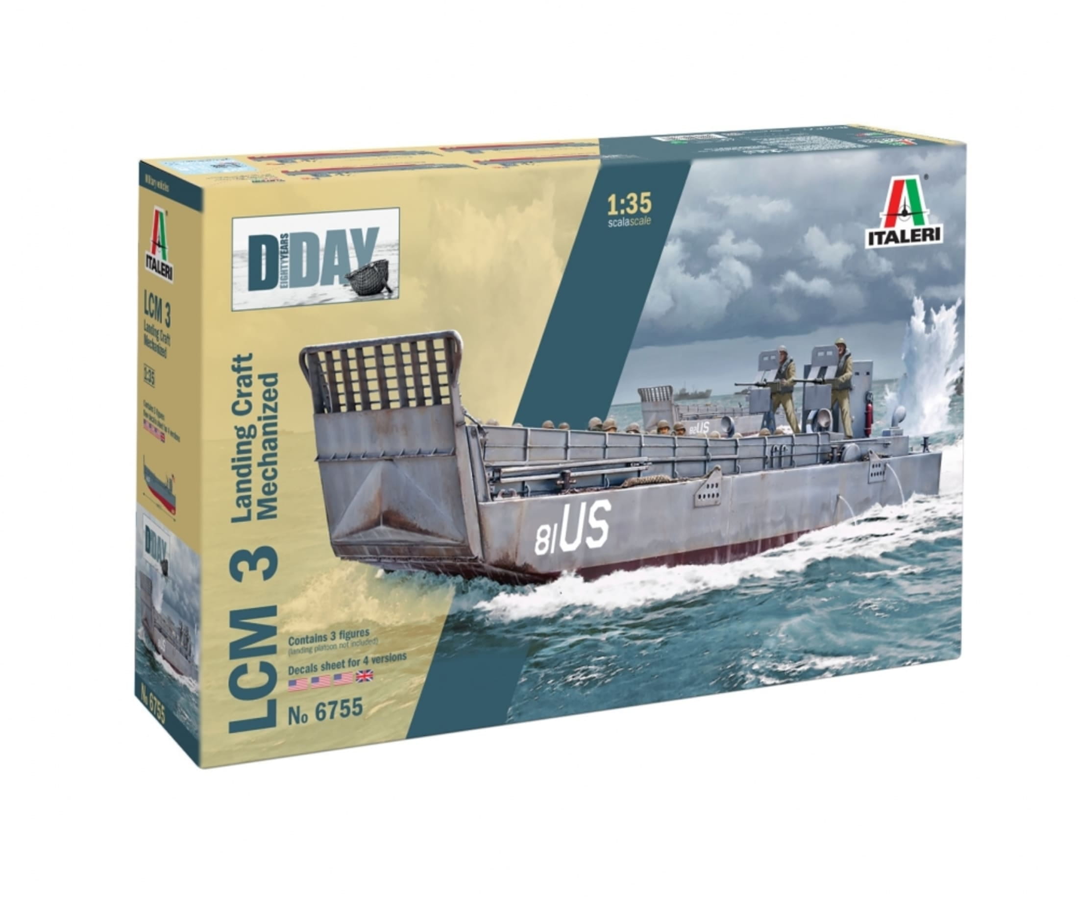Italeri 1_35 LCM 3 _Landing craft mechanized_ Plastik Modellbausatz - RC-Zubehoer