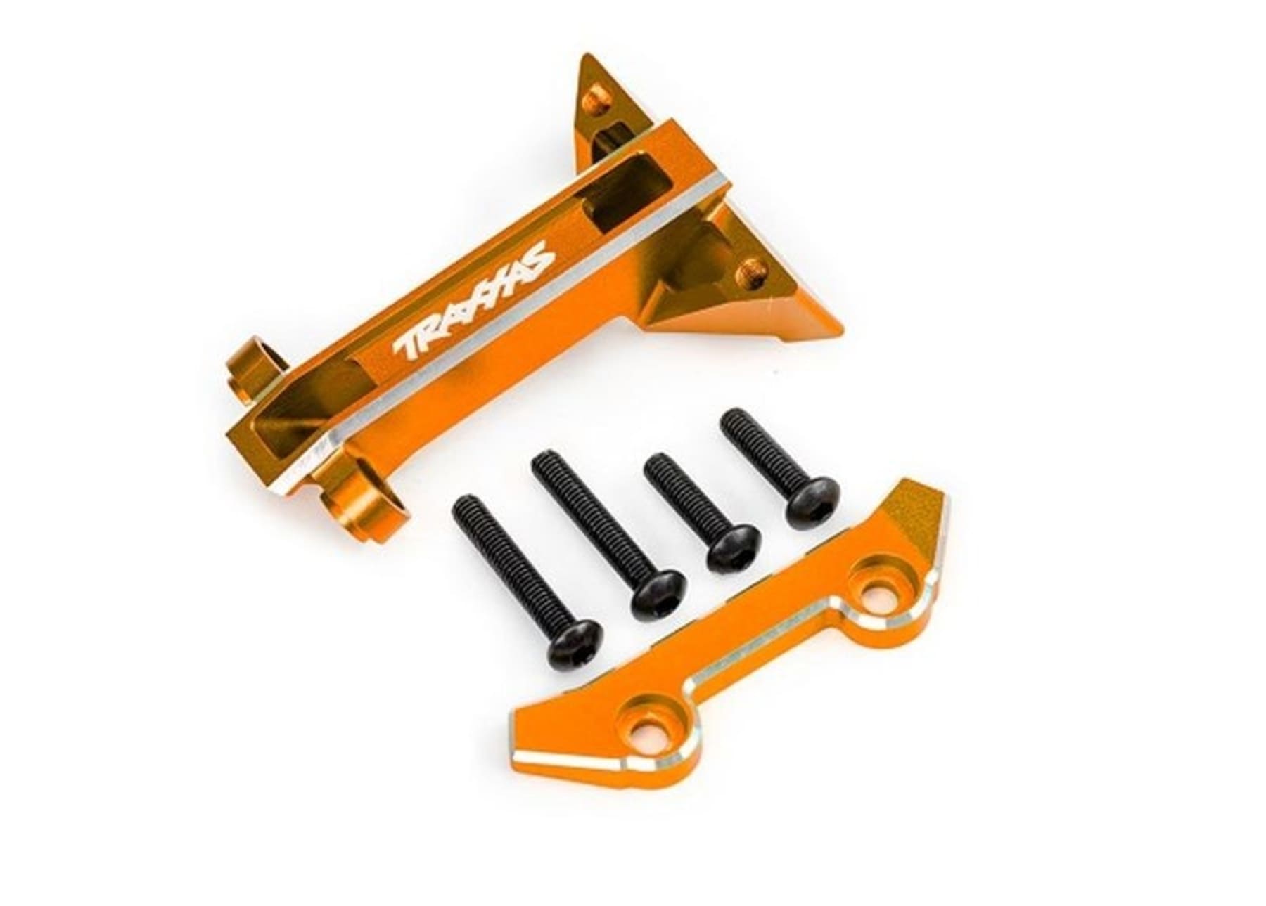 Alu orange Daempfer-Bruecken Befestigung vorn fuer Jato 4x4 fuer RC Modelle