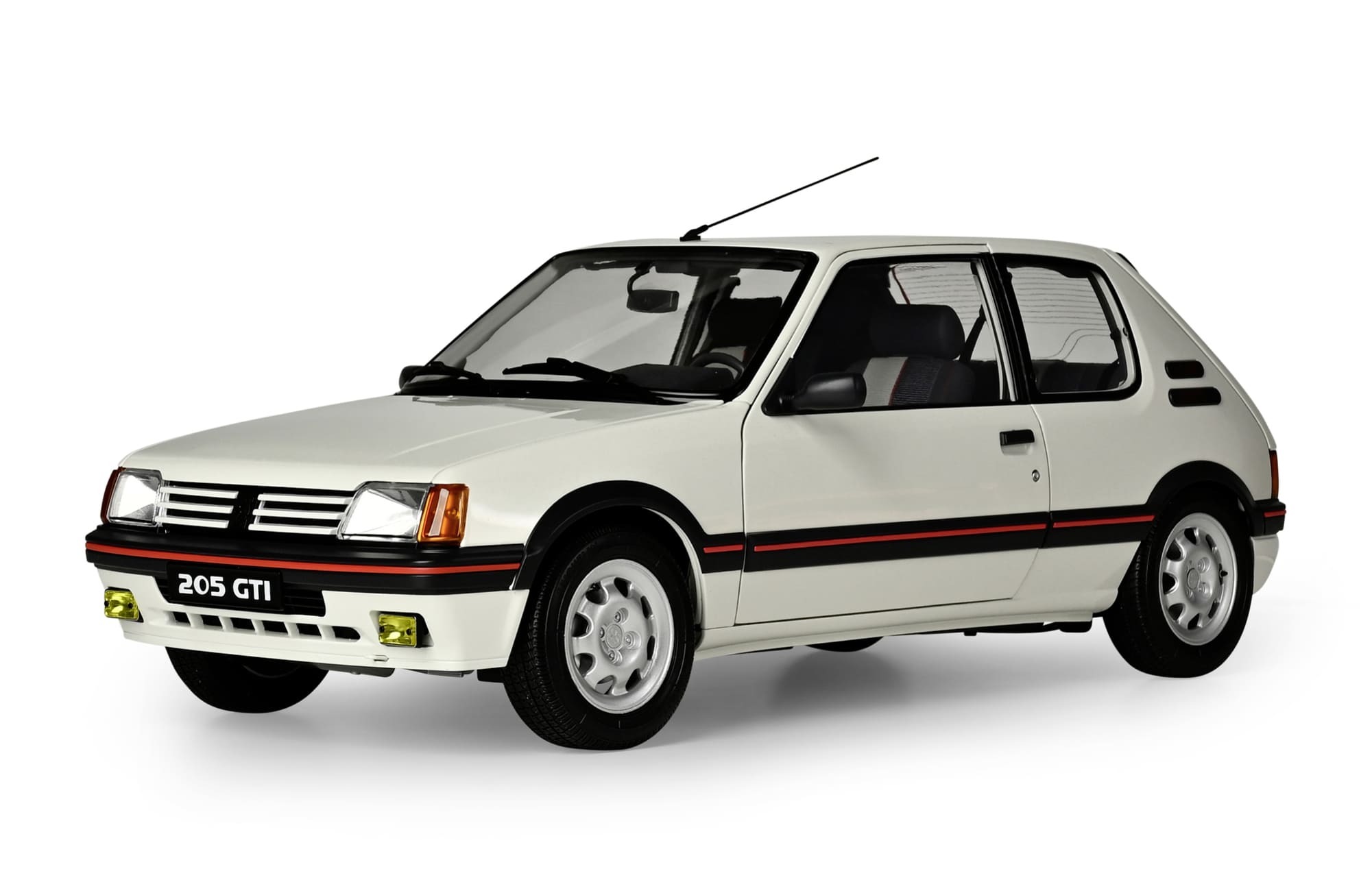 ixo-peugeot-205-gti-rot-1-8-modellauto-metall-bausatz-weiss