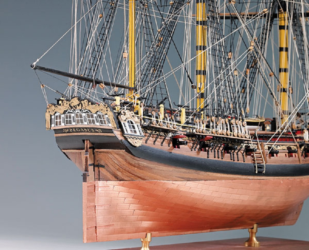 H_M_S. Pegasus 1_64 Modellbausatz mit Messing- und Kupferteilen_ Detailansicht