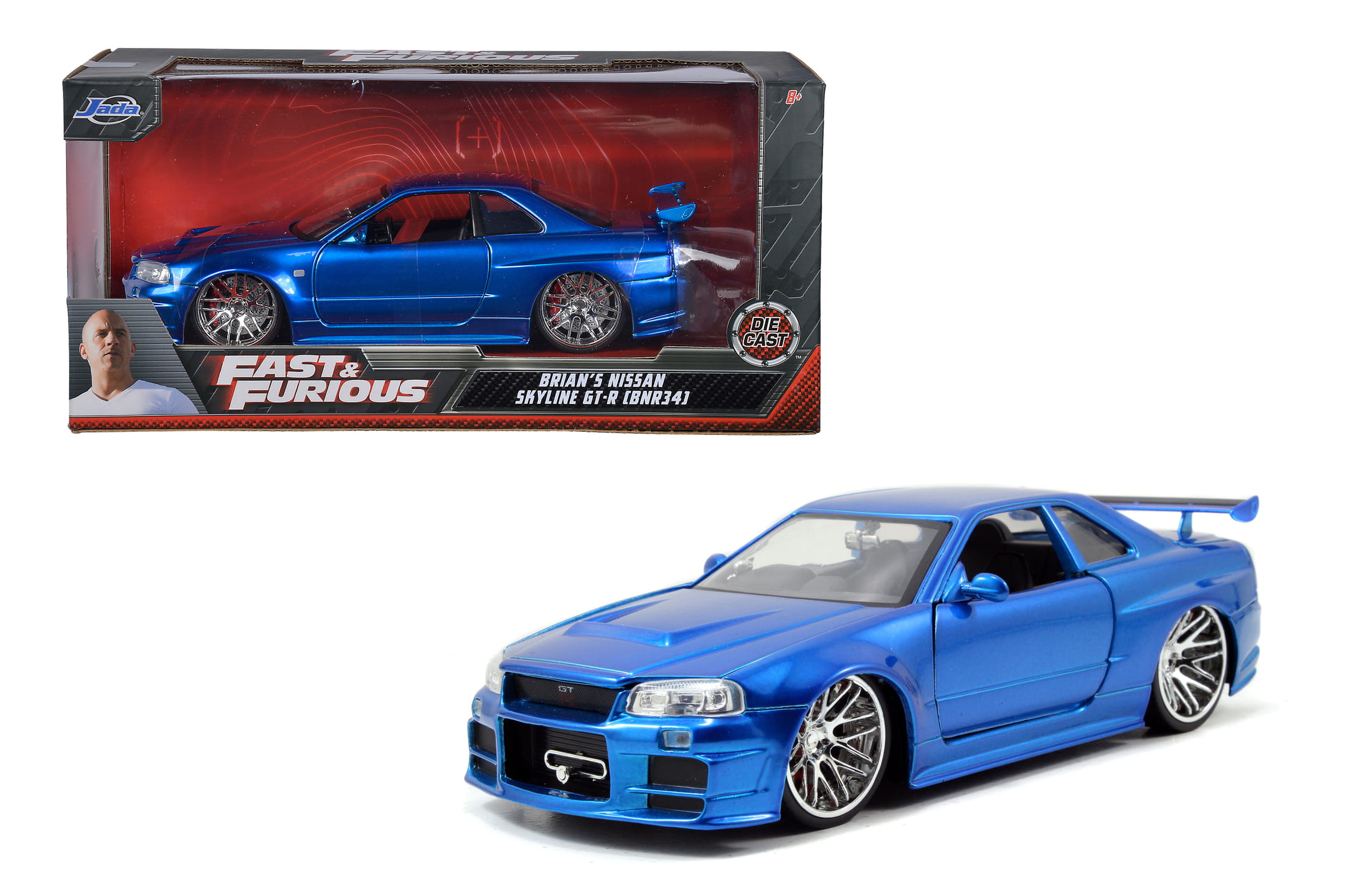 Jada Toys Fast _ Furious 2002 Nissan Skyline GT-R R34 Modellauto blau 1_24_