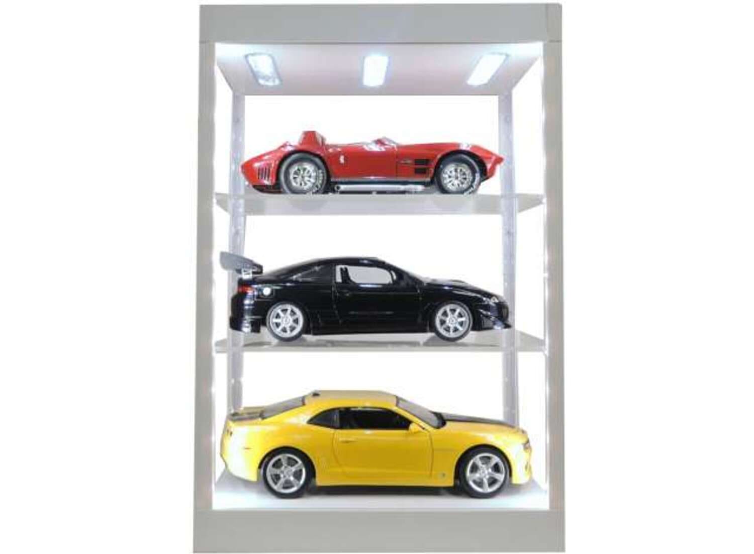 Triple9 LED-Vitrine 1_18 Weiss mit Regalboeden_
