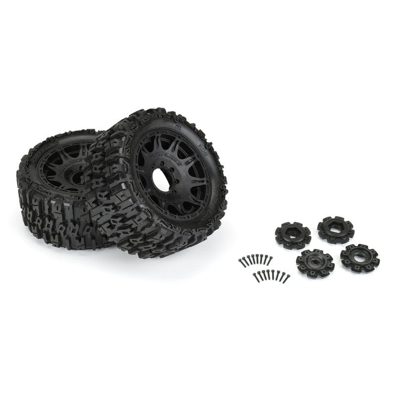 Proline 1_6 Trencher F_R 5.7” Reifen Mounted 24mm Black Raid 8x48 Hex _2_ - RC-Zubehoer