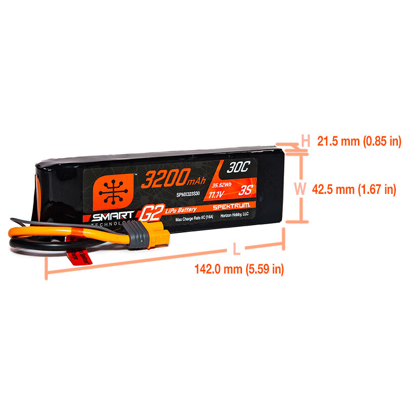 Spektrum Lipo Akku 3200mAh 3S 11,1V Smart G2 30C IC3