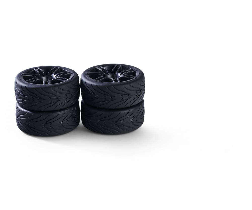 Carson Reifen mit Felgen 1_10 Raederset 14 Speichen Design _4_ schwarz - RC-Zubehoer