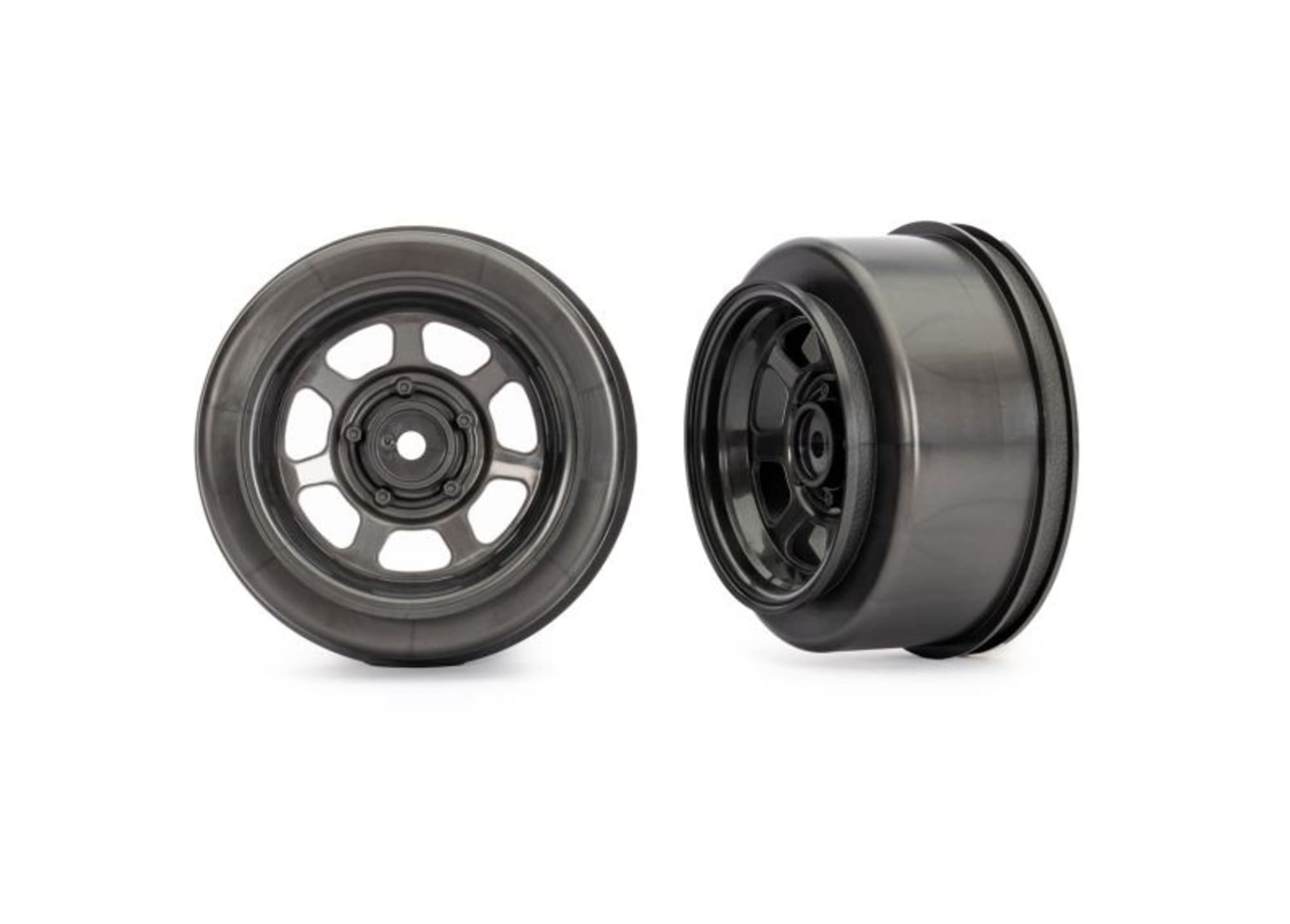 Traxxas Dirt-Oval 2_2_3_0 Felgen grau _2_ fuer Slash Mod. _4WD vo_hi 2WD hi_ nur 10470X Reifen fuer RC
