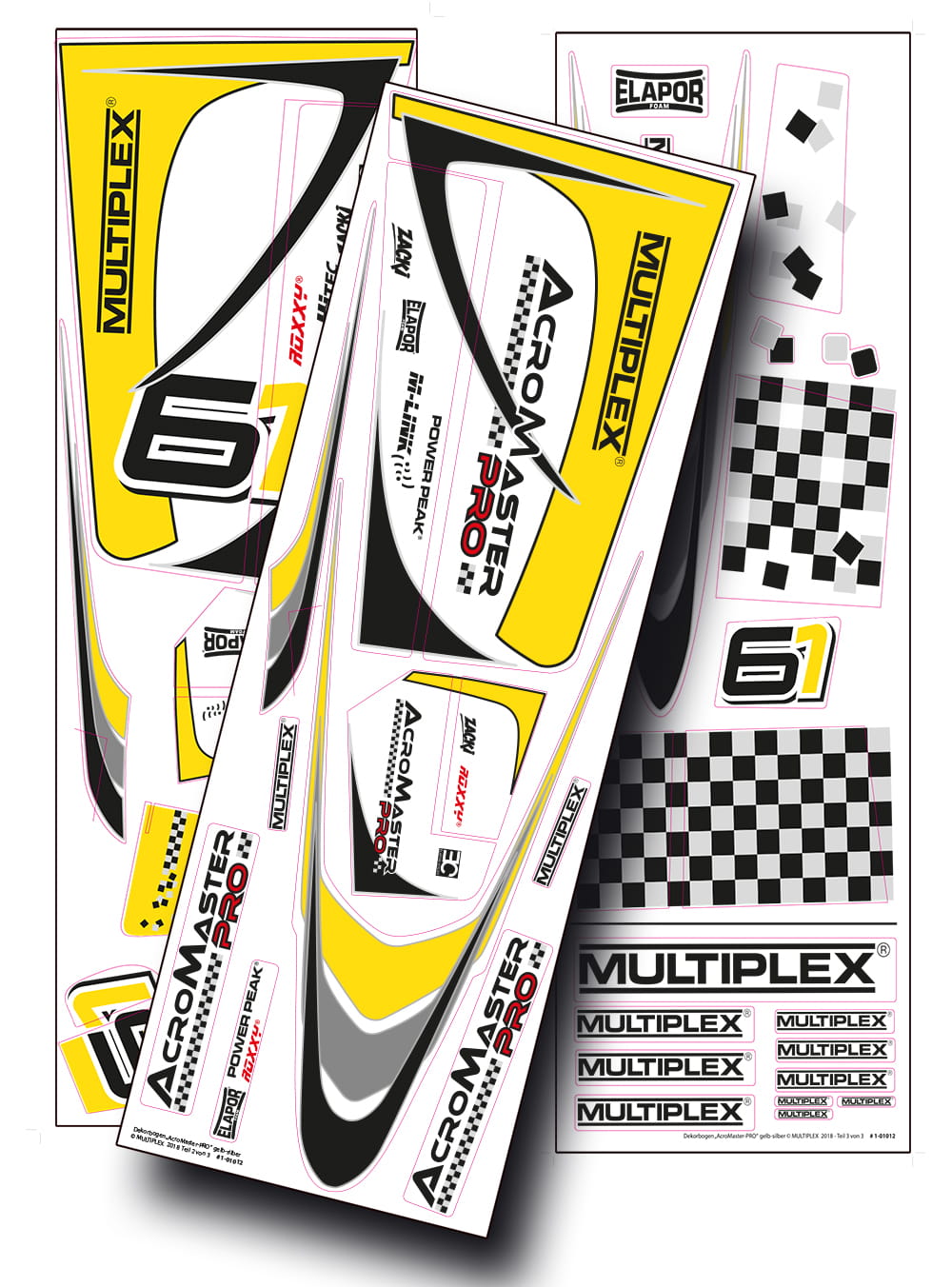 Multiplex Dekorbogen Acromaster Pro_ gelb-silber - RC-Zubehoer