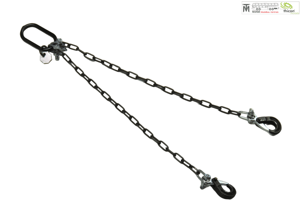 Thicon 1_14 Anschlagkette 10cm mit 2x Haken schwarz und Plakette - RC-Zubehoer
