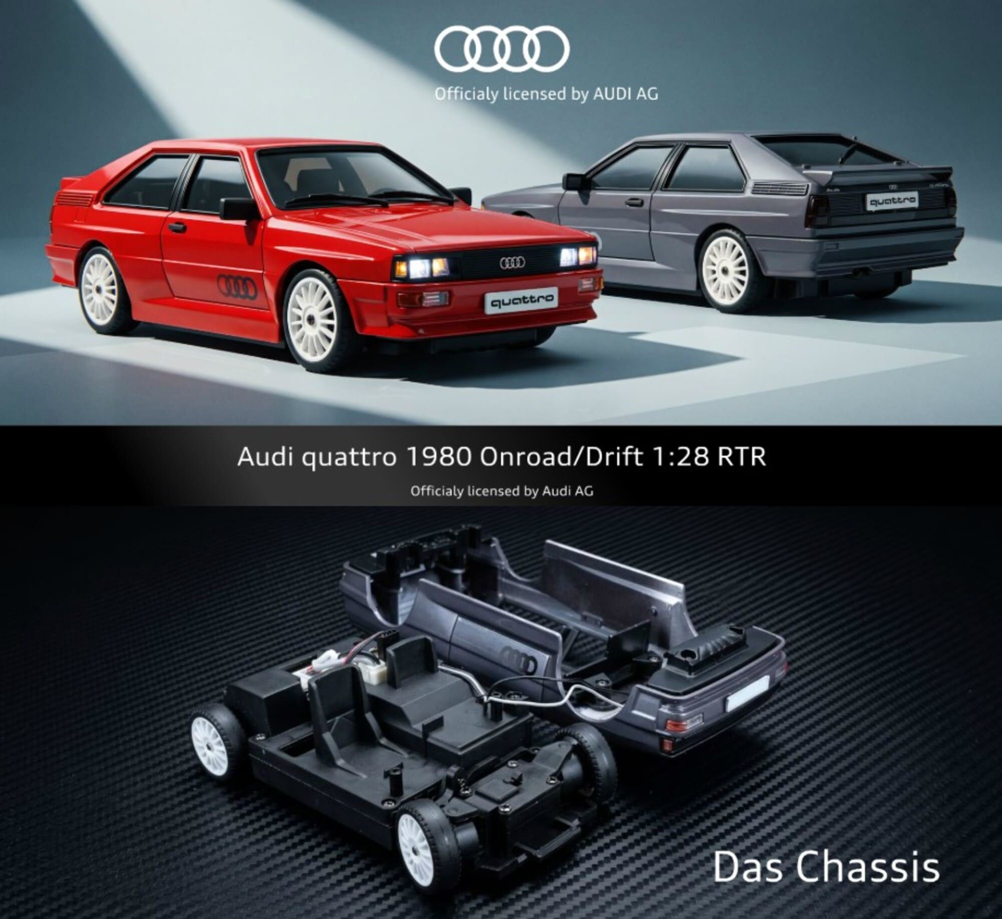 Amewi Audi quattro 1980 RC Drift Auto 4WD 1_28 rot