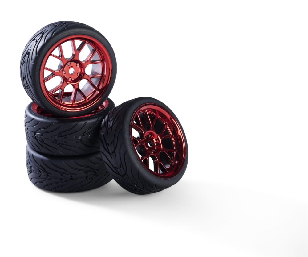 Carson Reifen mit Felgen 1_10 Raederset Y-Design3  _4_ rot - RC-Zubehoer