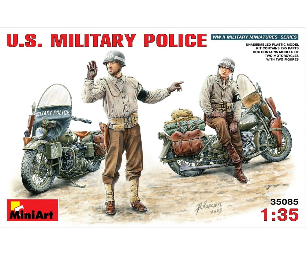 Plastikmodellbau von Miniart 1-35 us millitaerpolizei m motorrad