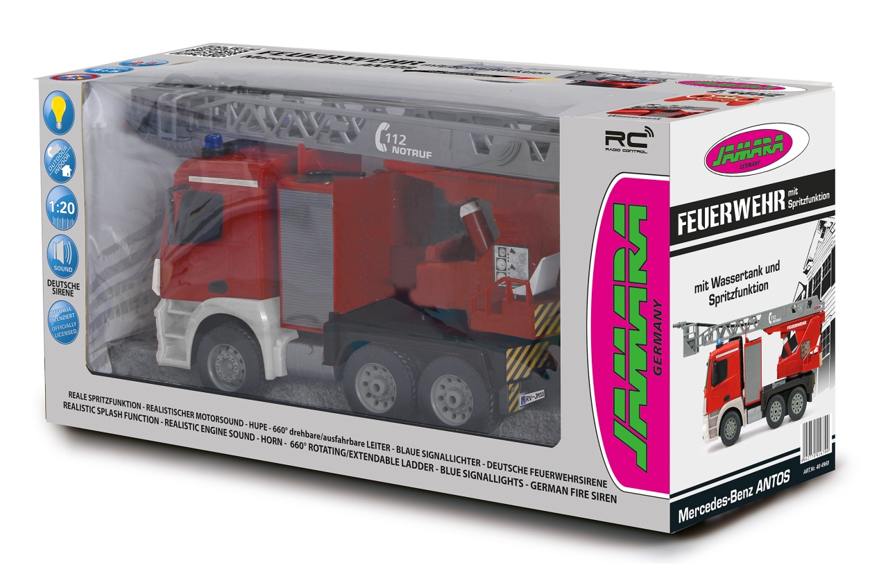 Jamara RC Feuerwehr Drehleiter 1:20 Mercedes Antos 2,4Ghz