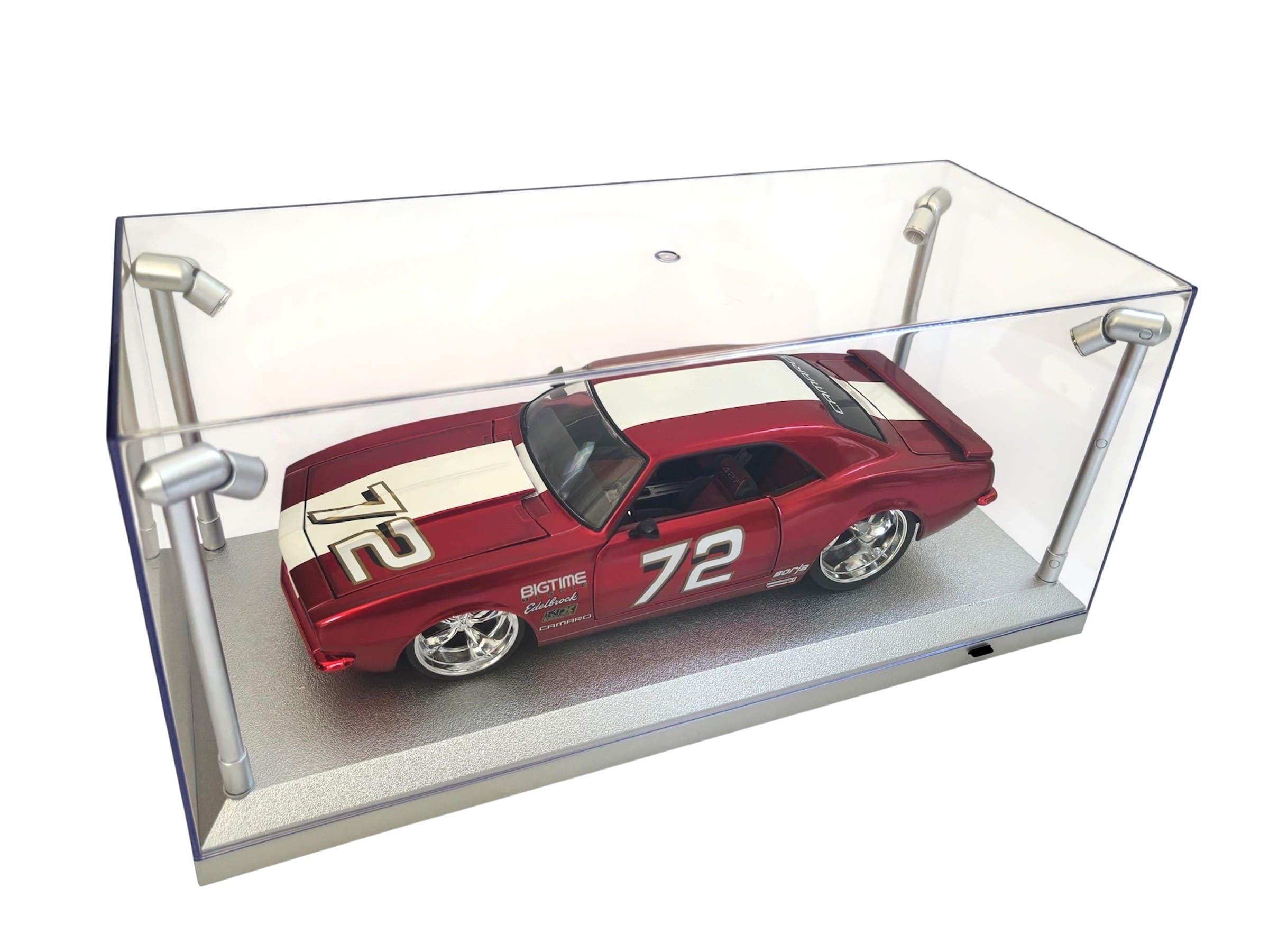 Triple9 LED Modellauto Vitrine 1_18 mit silberne Basis_