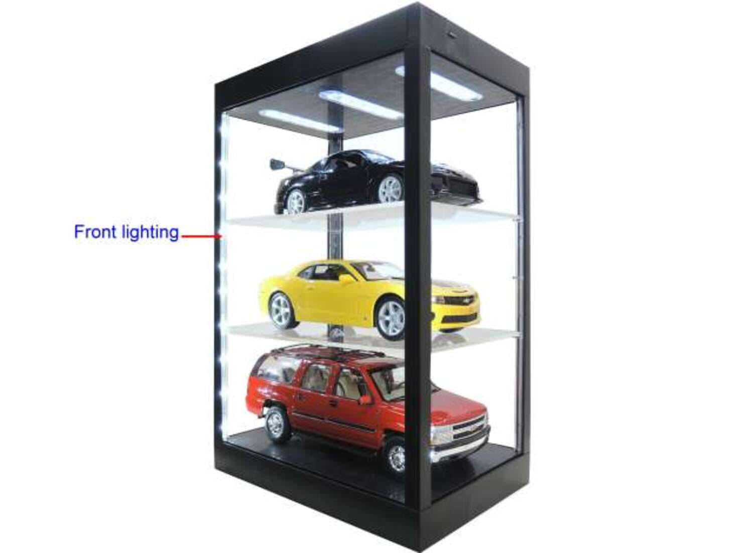 Triple9 LED-Vitrine 1_18 Schwarz mit Regalboeden_