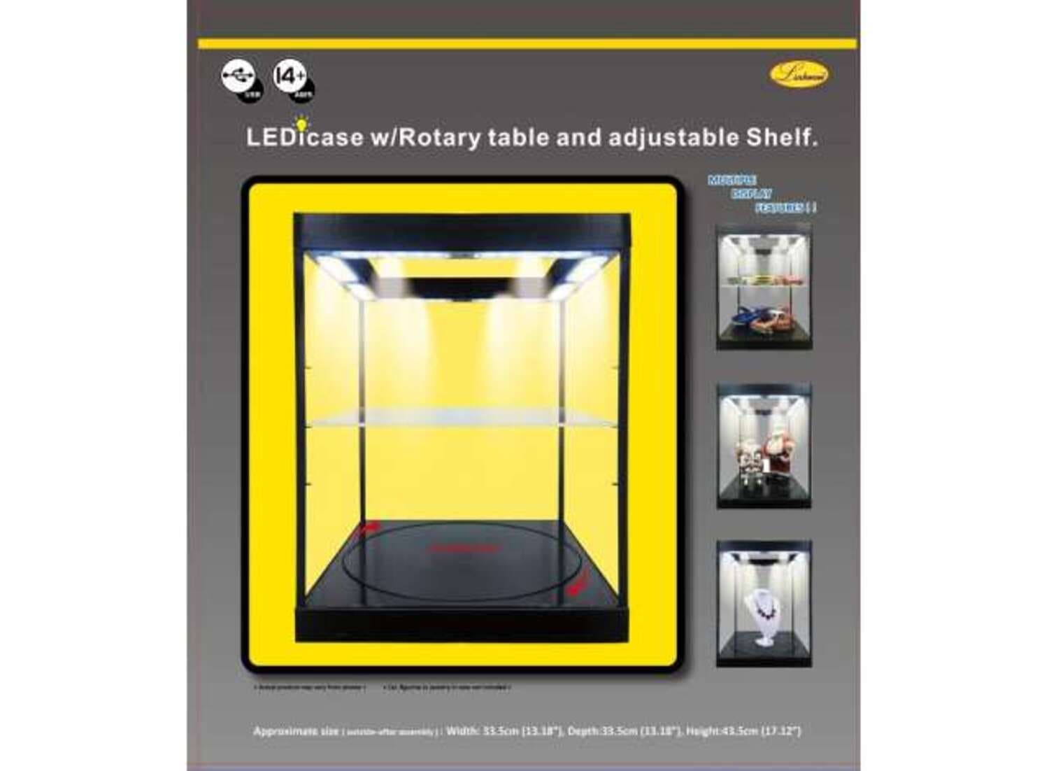Triple9 LED-Vitrine 1_18 Weiss mit Spiegelrueckwand und Drehteller_