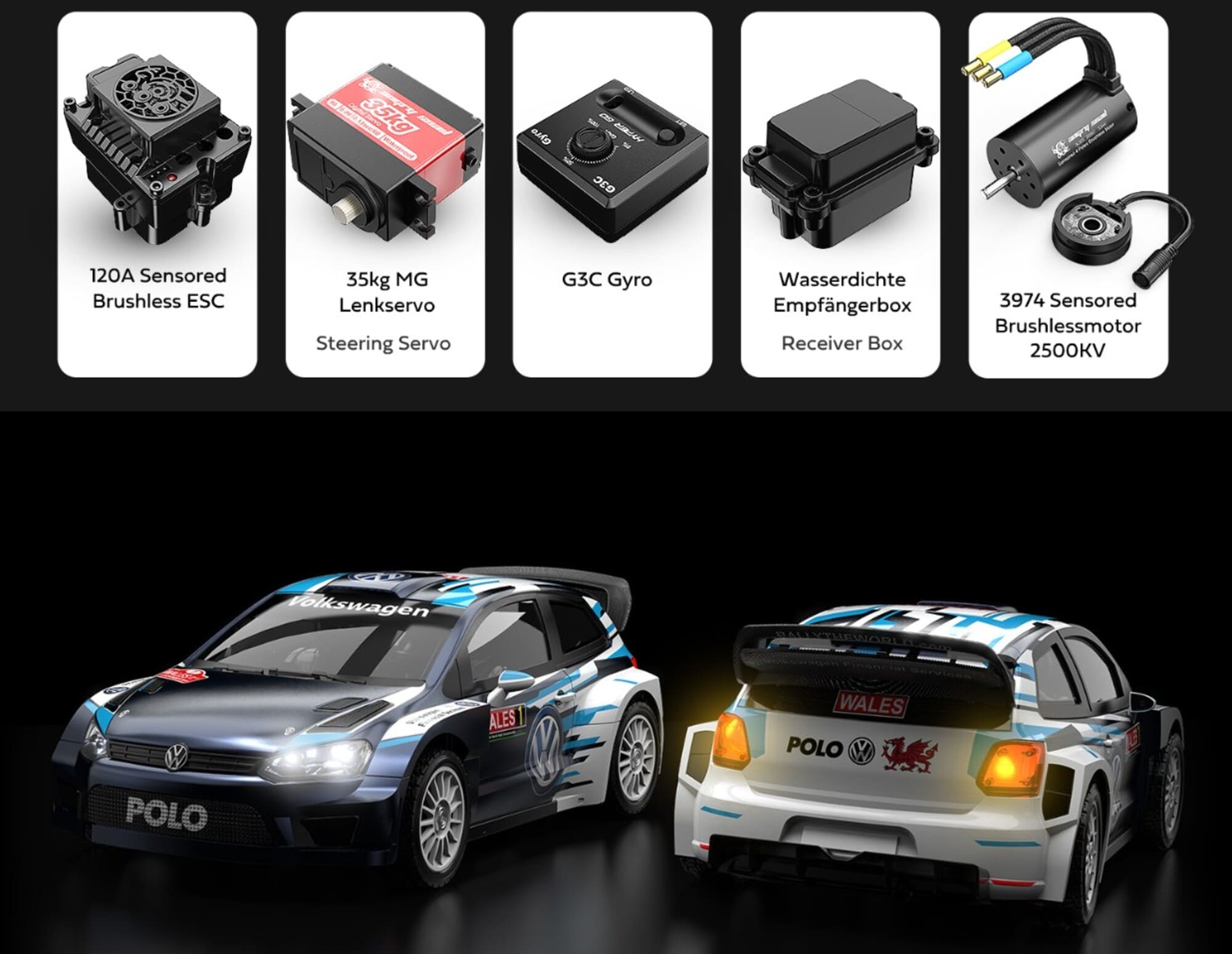 Amewi Hyper Go VW Polo WRC RC Rallyeauto Brushless 4WD 1_7