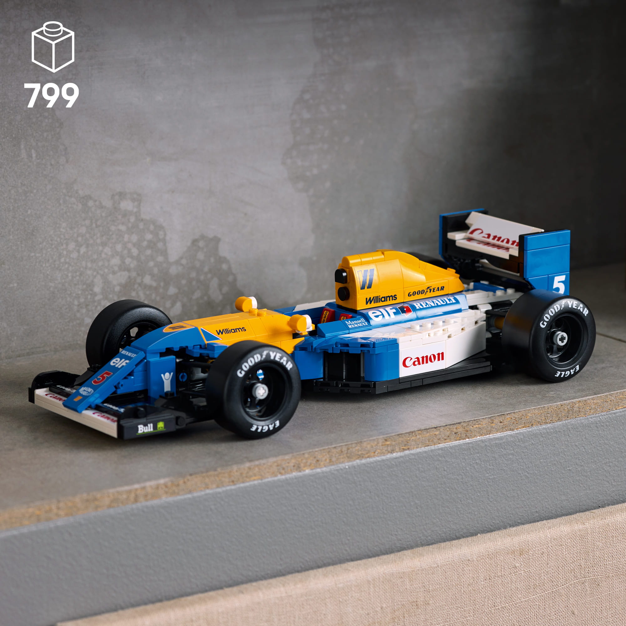 lego icons williams racing fw14b mit nigel mansell LEGO® Icons Williams Racing FW14B Modell mit Nigel Mansell - Detailansicht