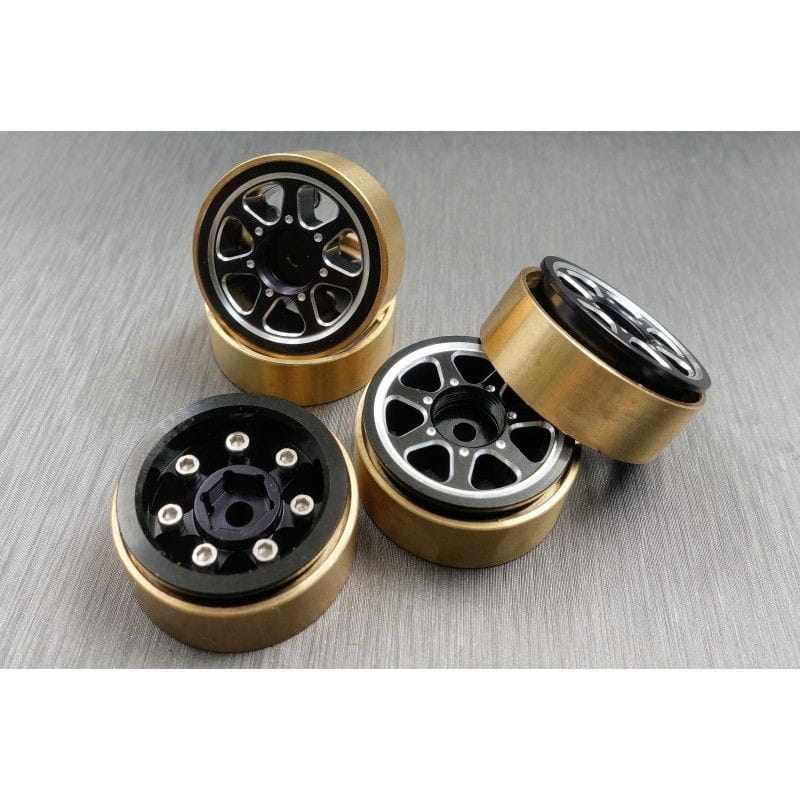 SAMIX alum._ brass Beadlock wheel set fuer SCX-24 1 set _4pcs_ - RC-Zubehoer