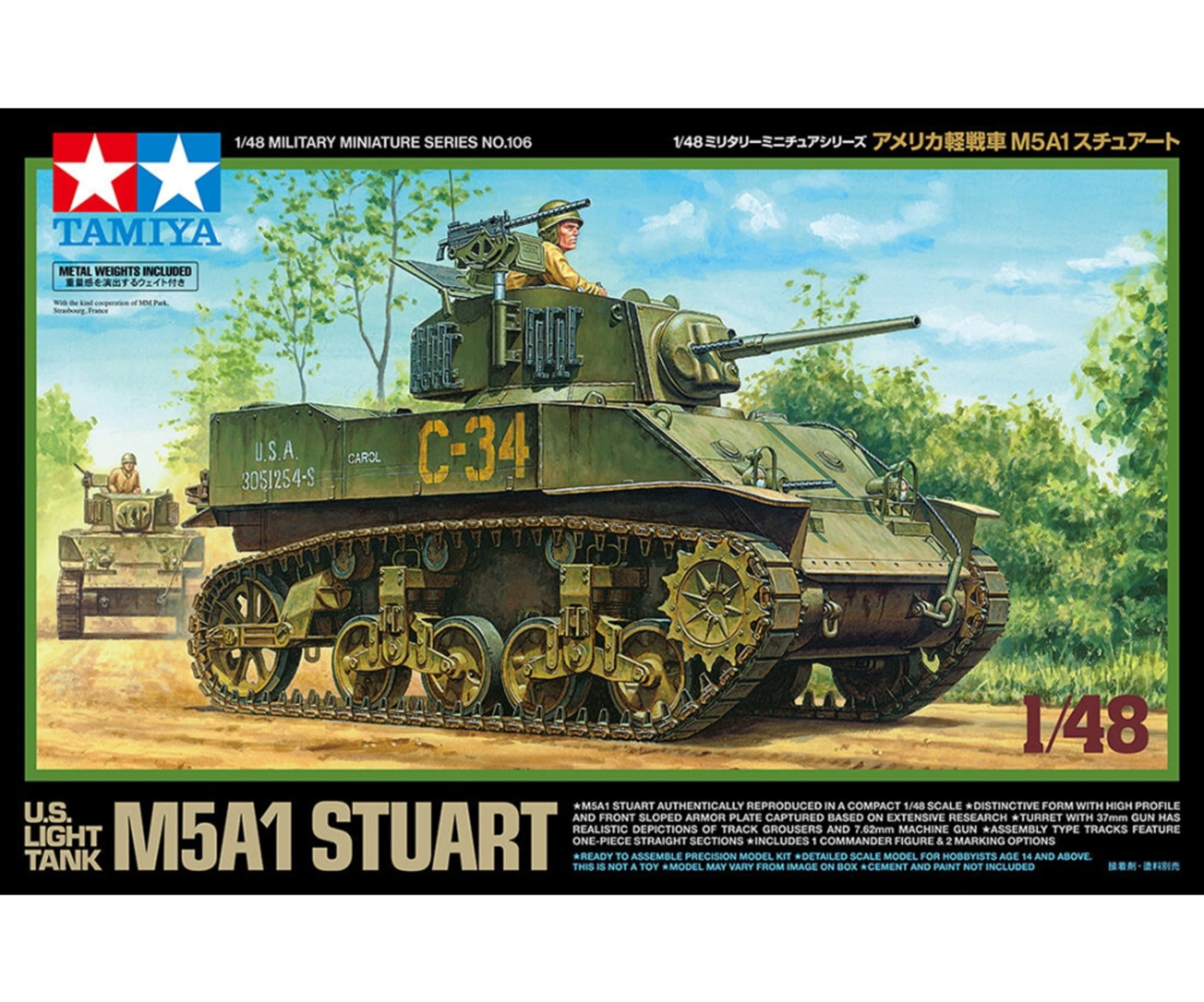 Tamiya Plastikmodellbausatz - 1_48 US M5A1 Stuart Light Tank _1_
