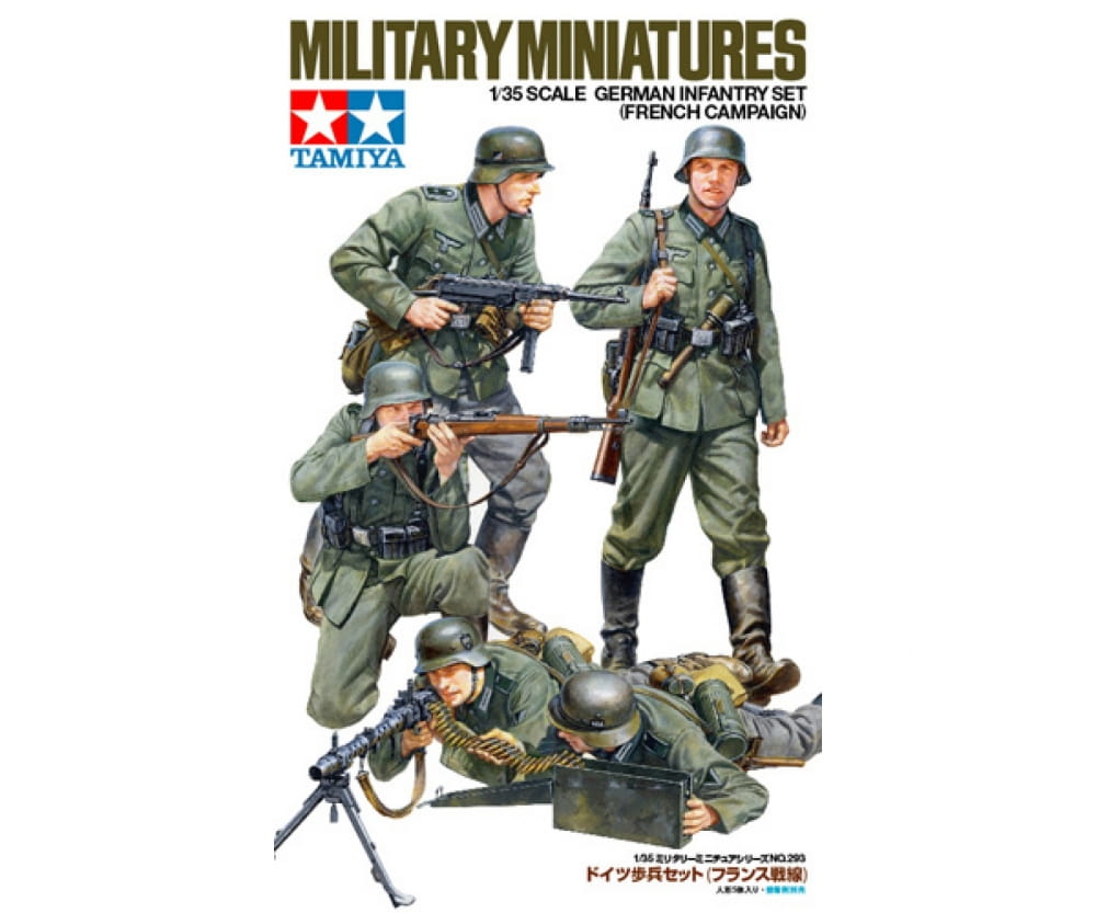 Tamiya WWII Figuren Set Deutsche Infantrie Frankr.(5) 1:35 Plastik Modellbau Militär Bausatz