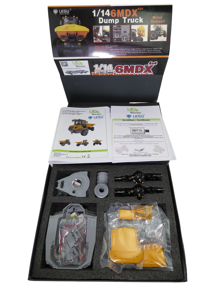 Thicon 1_14 4x4 Mini-Kipper 6MDX Bausatz grau_gelb pulverlackiert - RC-Zubehoer