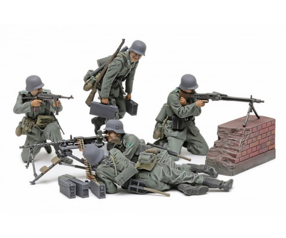 Tamiya 1:35 Figur-Set Deutsches MG Truppen Plastik Modellbausatz