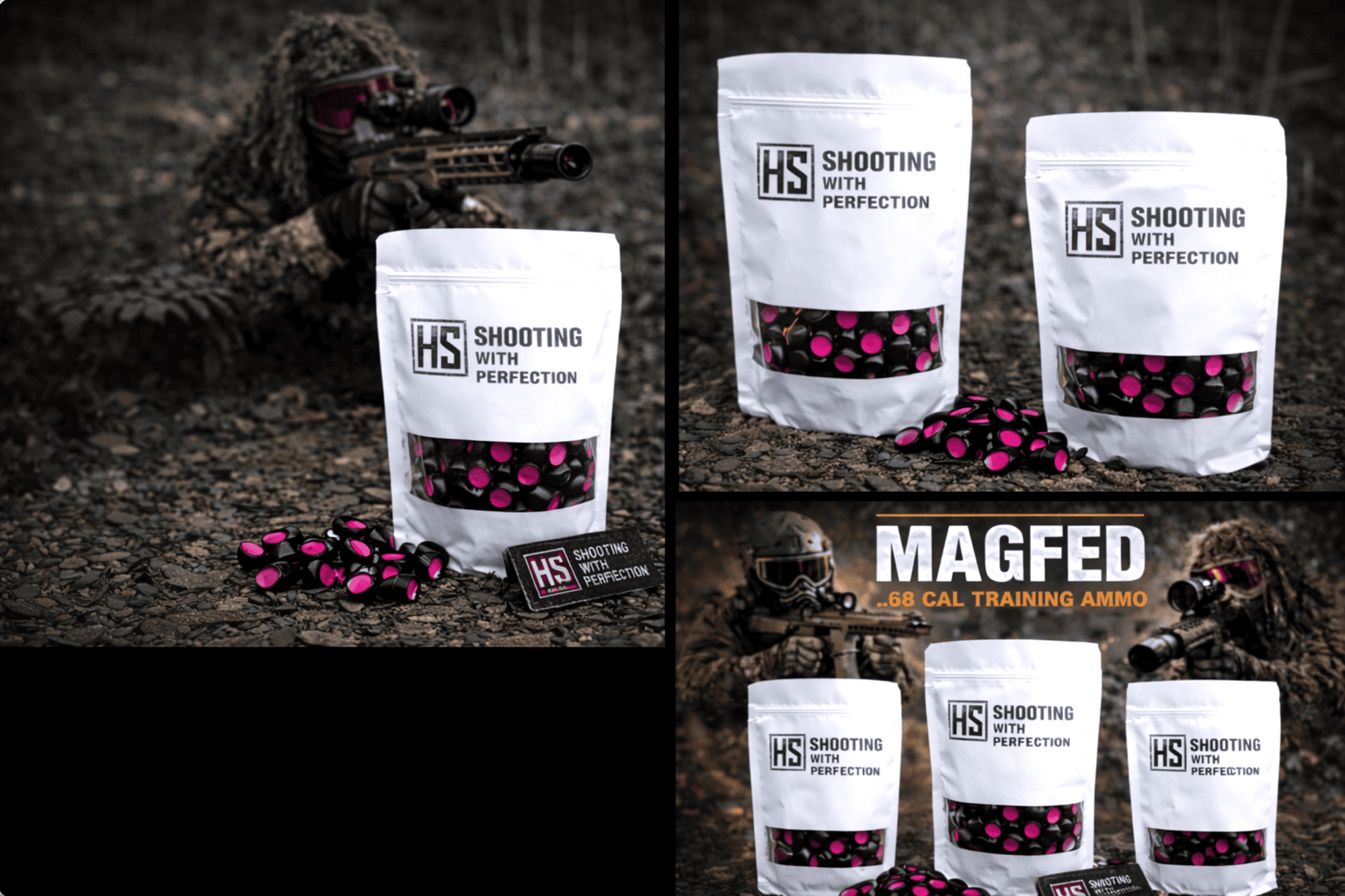 HS Projectiles Trainingsprojektile Paintball 100 Stueck Schwarz Pink MagFed