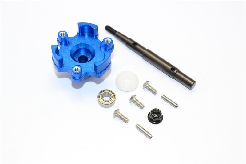 GPM Alu Hauptzahnrad Adapter und Welle blau fuer Traxxas X-MAXX - RC-Zubehoer