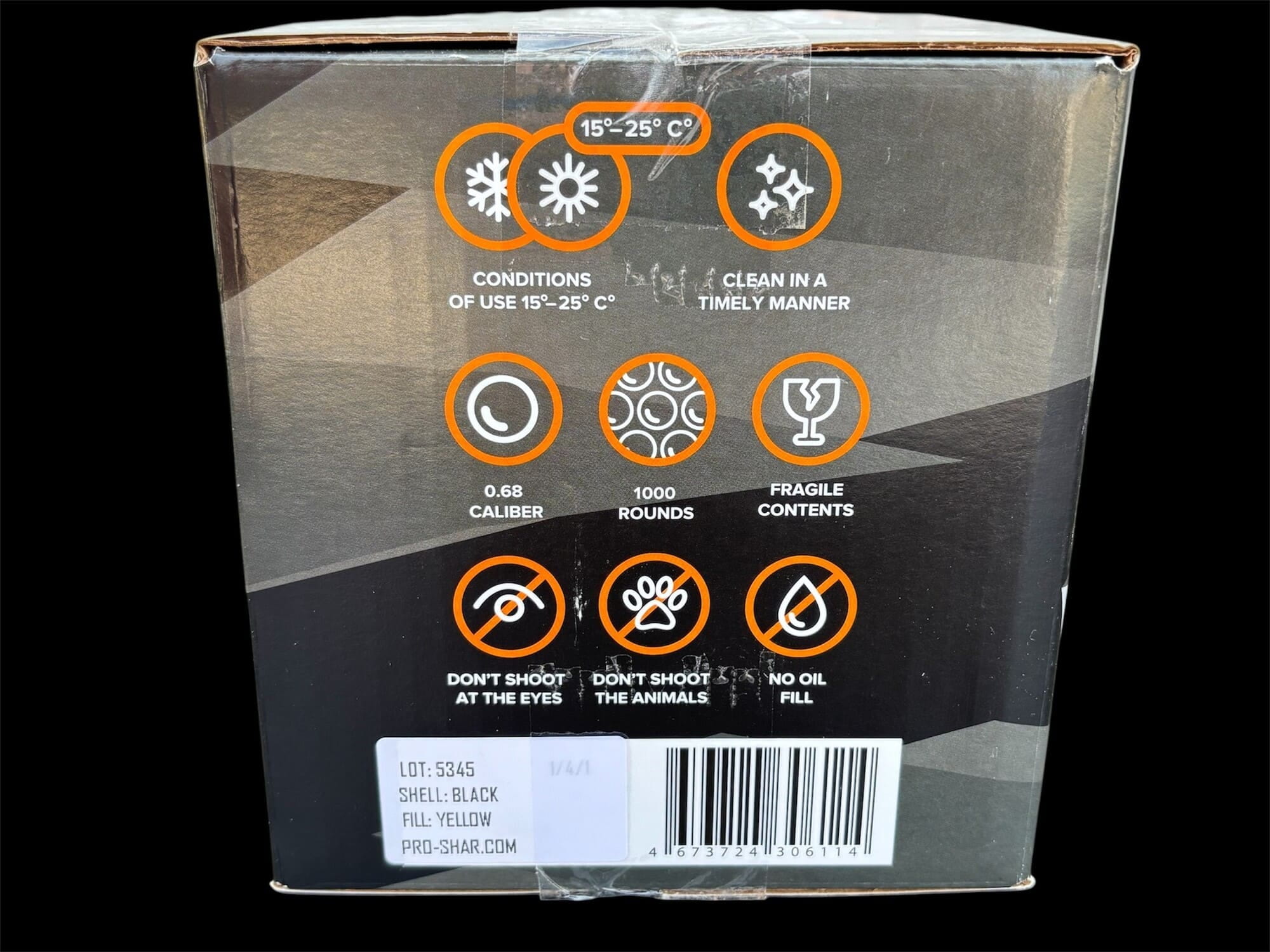 Pro-Shar Black MagFed Paintballs .68 Kaliber 500 Stueck Gelbe Fuellung