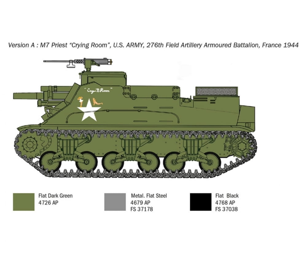 Italeri 1:35 US M-7 Priest Howitzer S Plastik Modellbau Bausatz