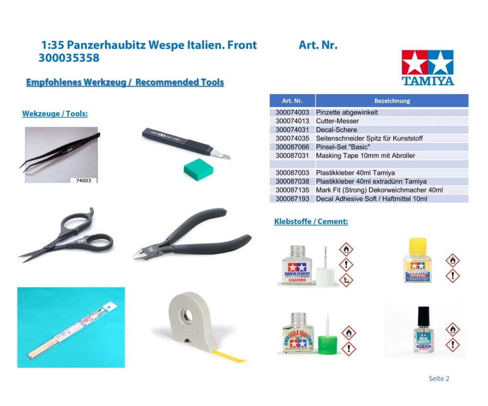 Tamiya Panzerhaubitz Wespe Italien. Front 1:35 Plastik Modellbau Militär Bausatz