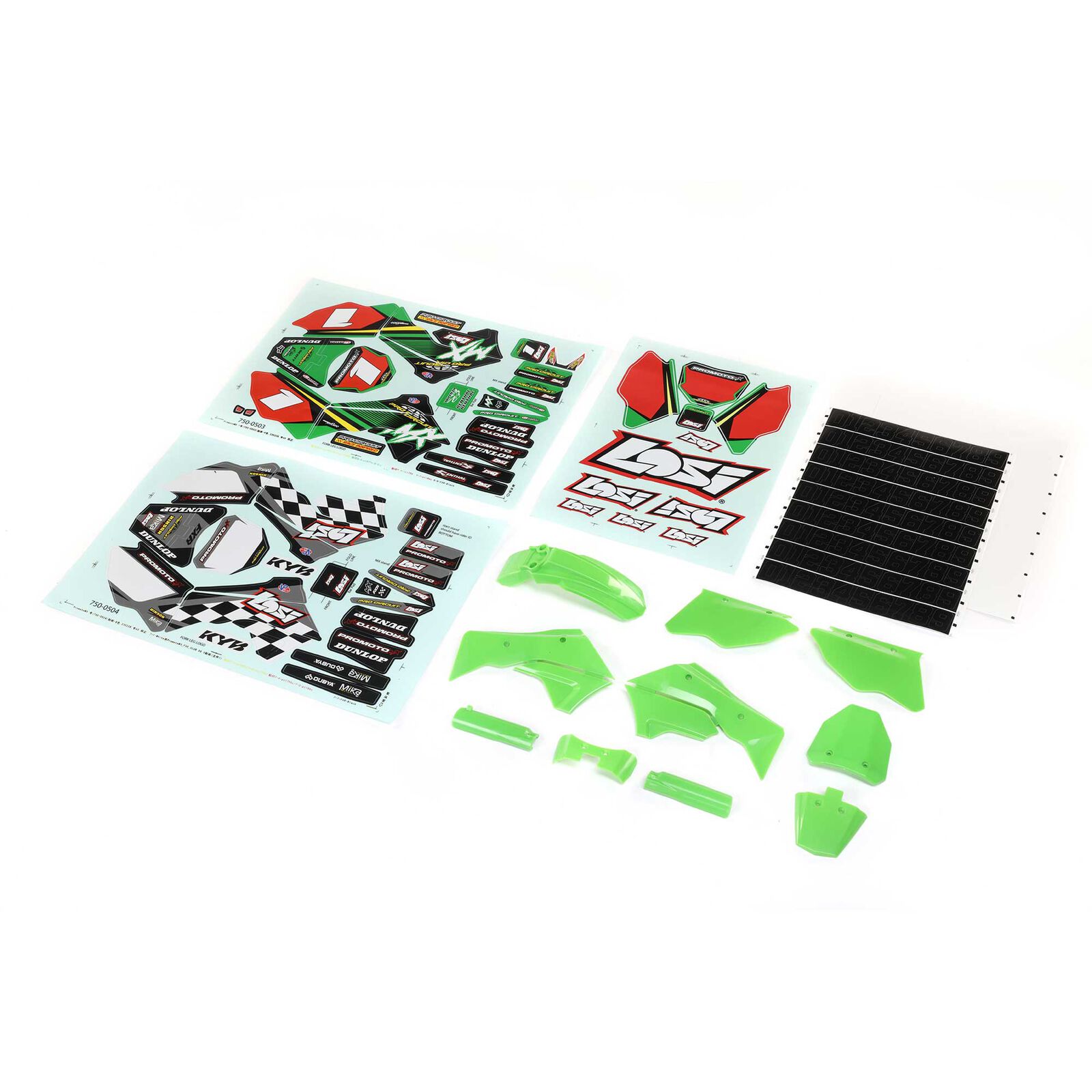 Losi Green Plastics mit Wraps_ Motorrad Promoto-MX - RC-Zubehoer