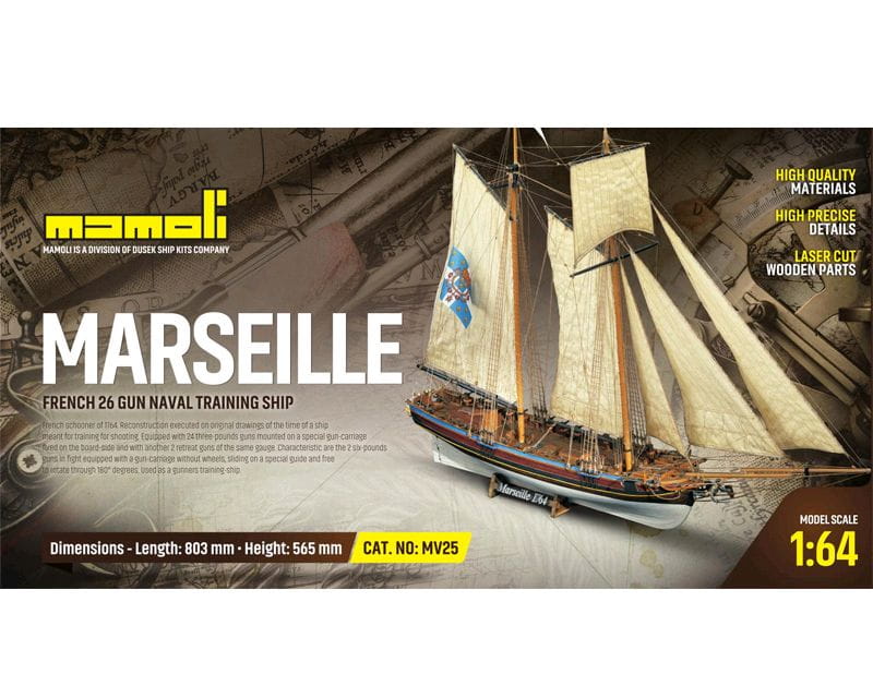 Marseille Schoner 1_64 Bausatz von Mamoli – Historisches Schiffsmodell