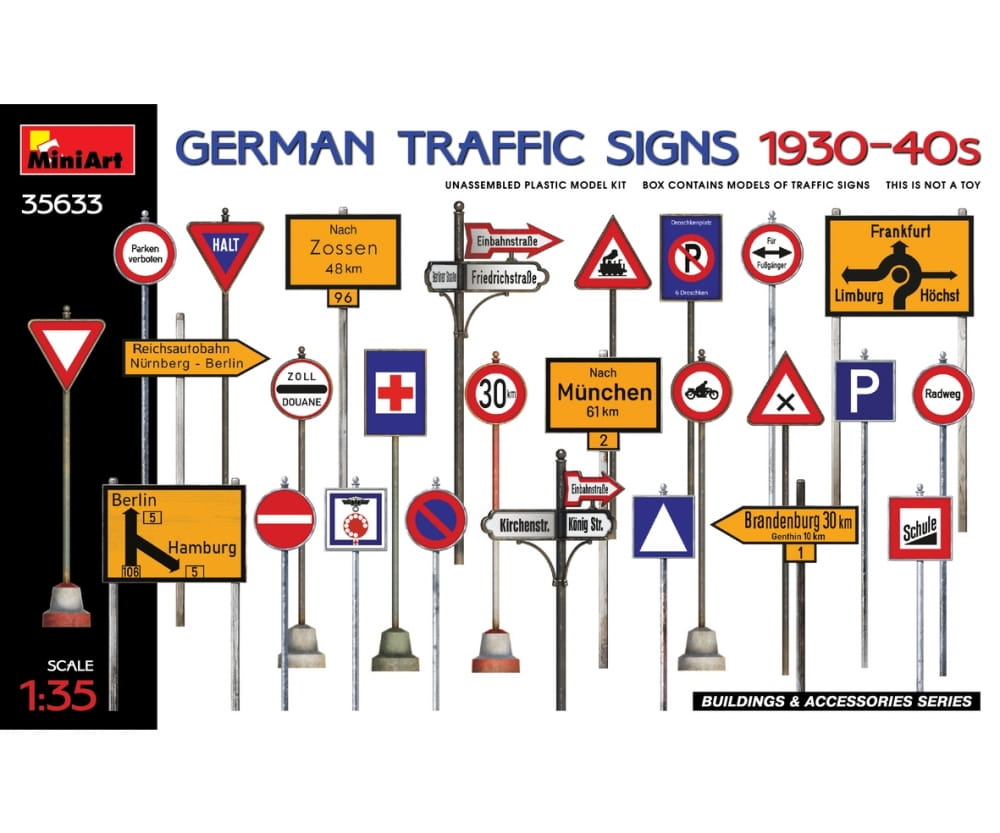 MiniArt 1:35 Deutsche Verkehrszeichen 1930-40 Plastik Modellbau