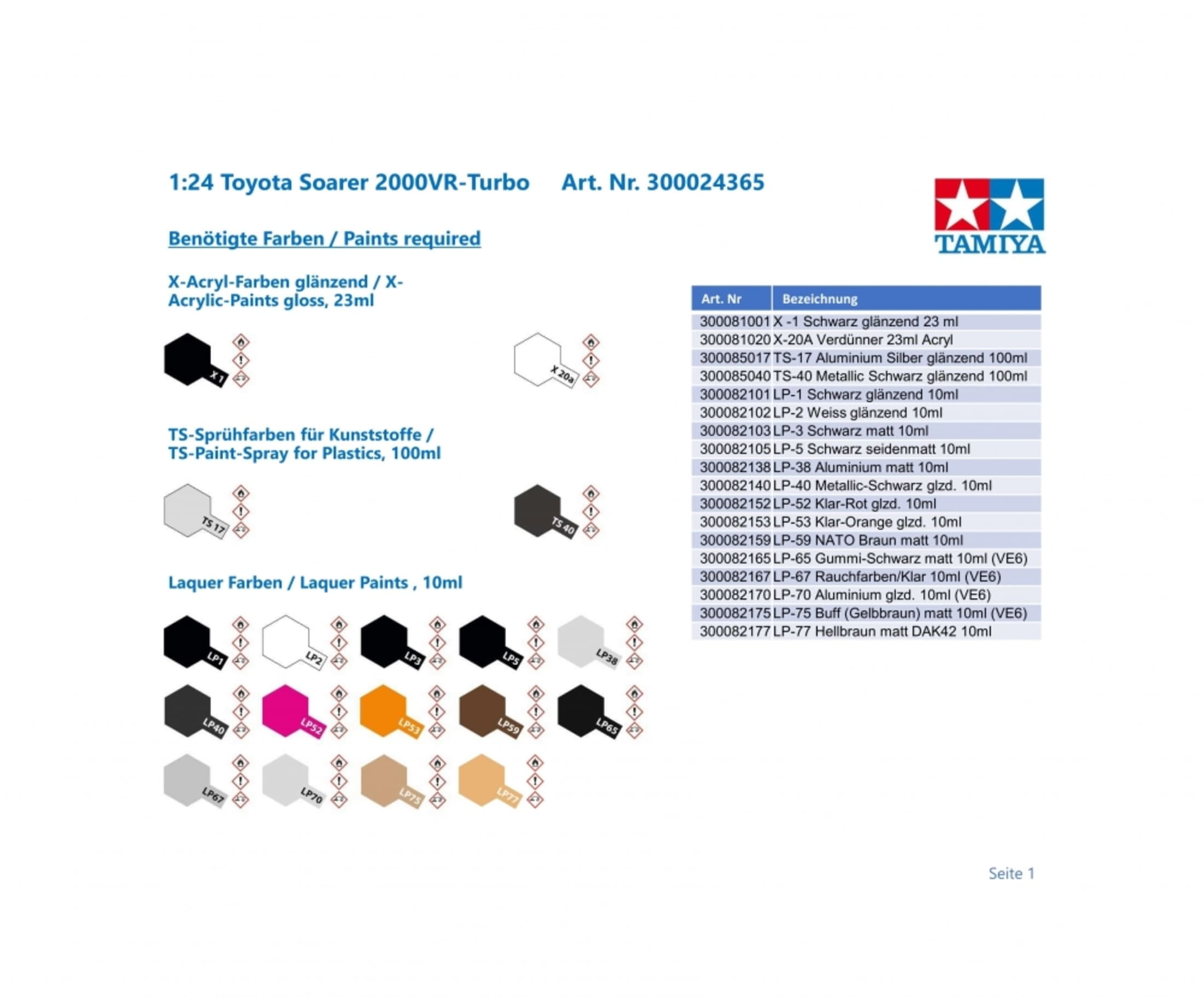 Tamiya 1_24 Toyota Soarer 2000VR-Turbo Plastik Modellbausatz - RC-Zubehoer