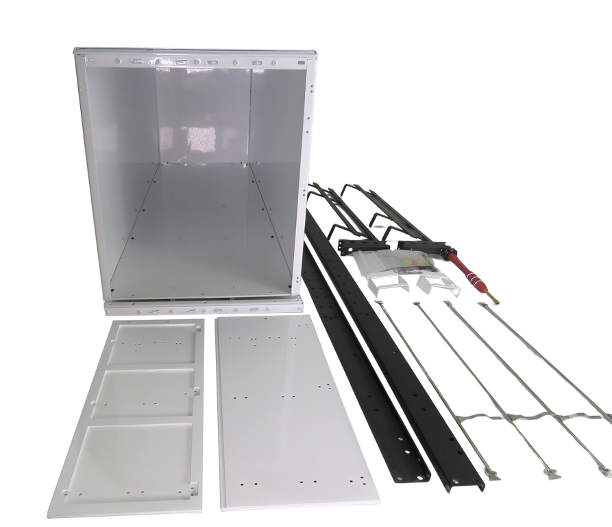 JXModel 1_14 Kofferaufbau Metall weiss fuer Gliederzug mit Rahmen - RC-Zubehoer