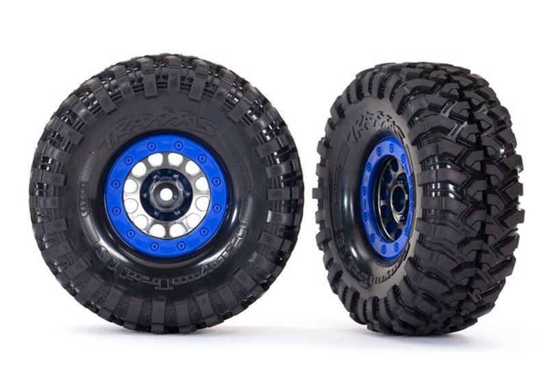 Traxxas Reifen Auf Felge Method 105 1.9 Schwarz_Chrome Beadlock Blau - RC-Zubehoer