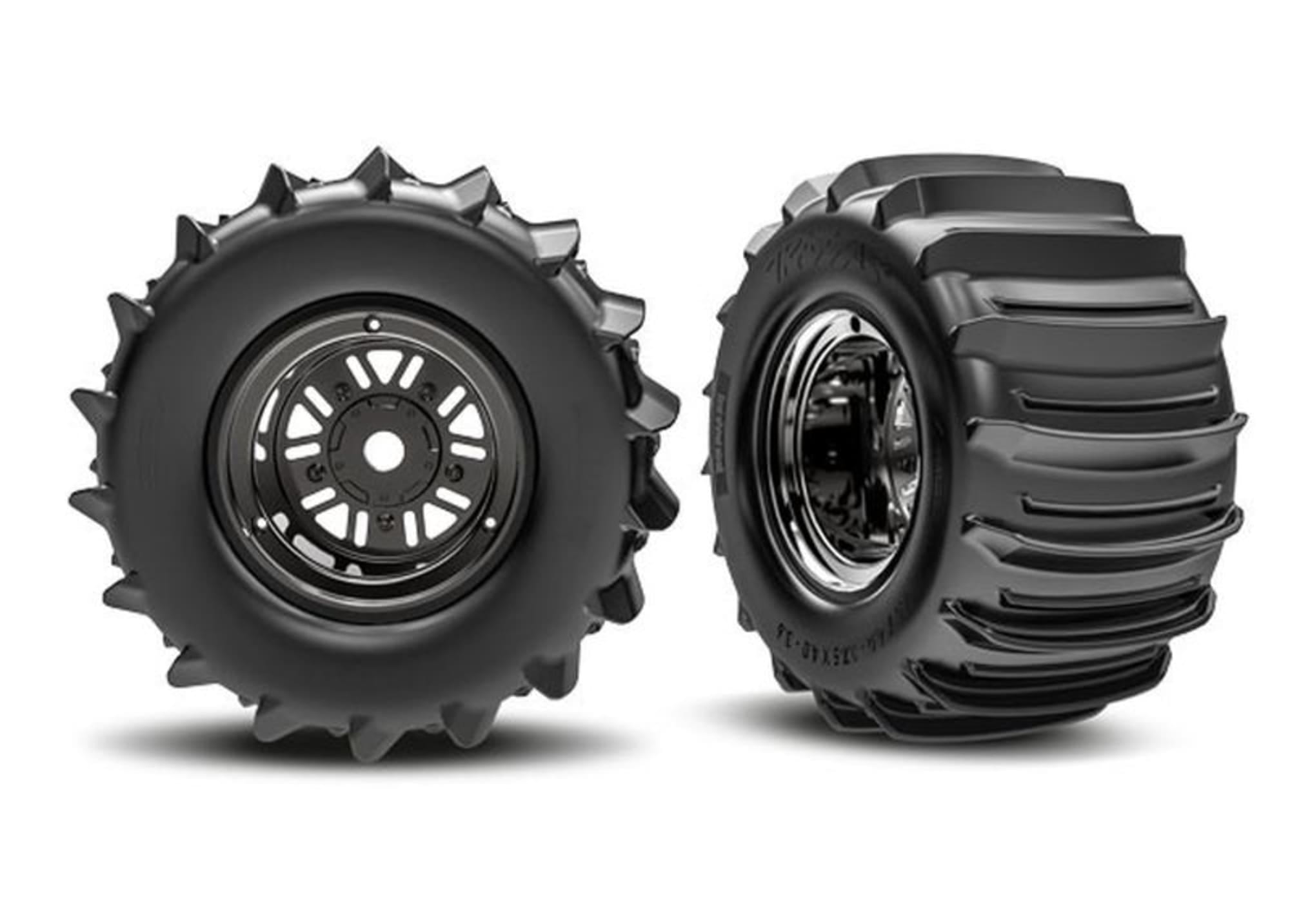 Traxxas Paddle-Reifen hi auf Felge schwarz_chrome fuer Funco fuer RC Modelle