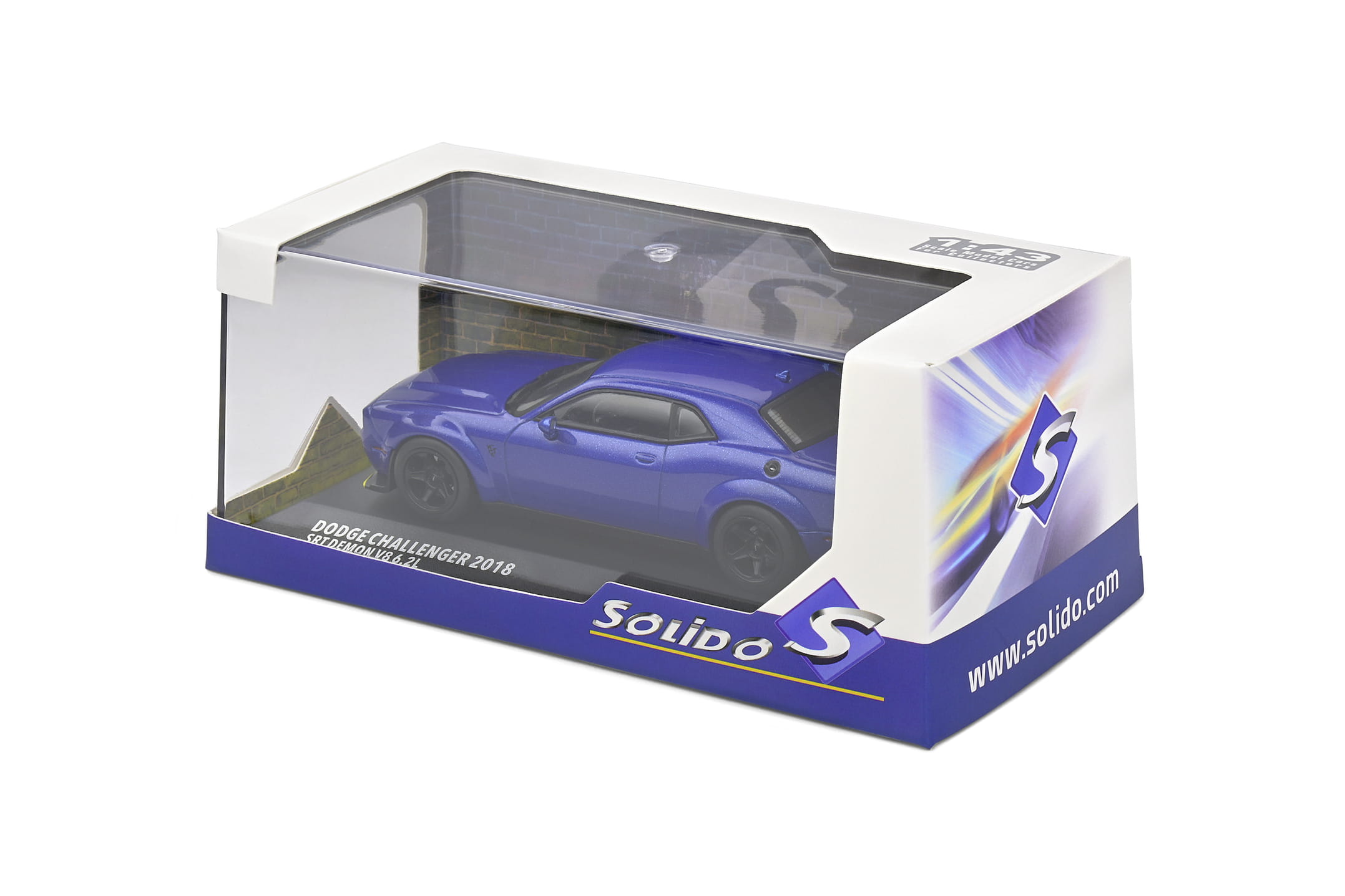 Dodge Challenger SRT Demon 2018 Modellauto in Electric Blue Pearl im Massstab 1_43 von Solido