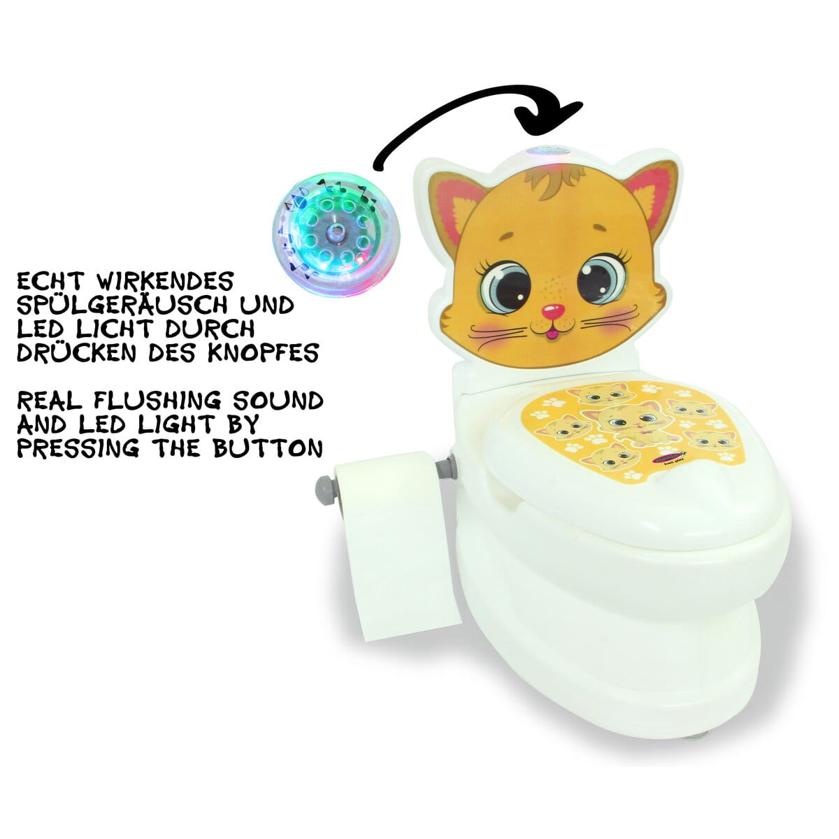 Jamara Meine kleine Toilette Katze mit Spülsound und Toilettenpapierhalter