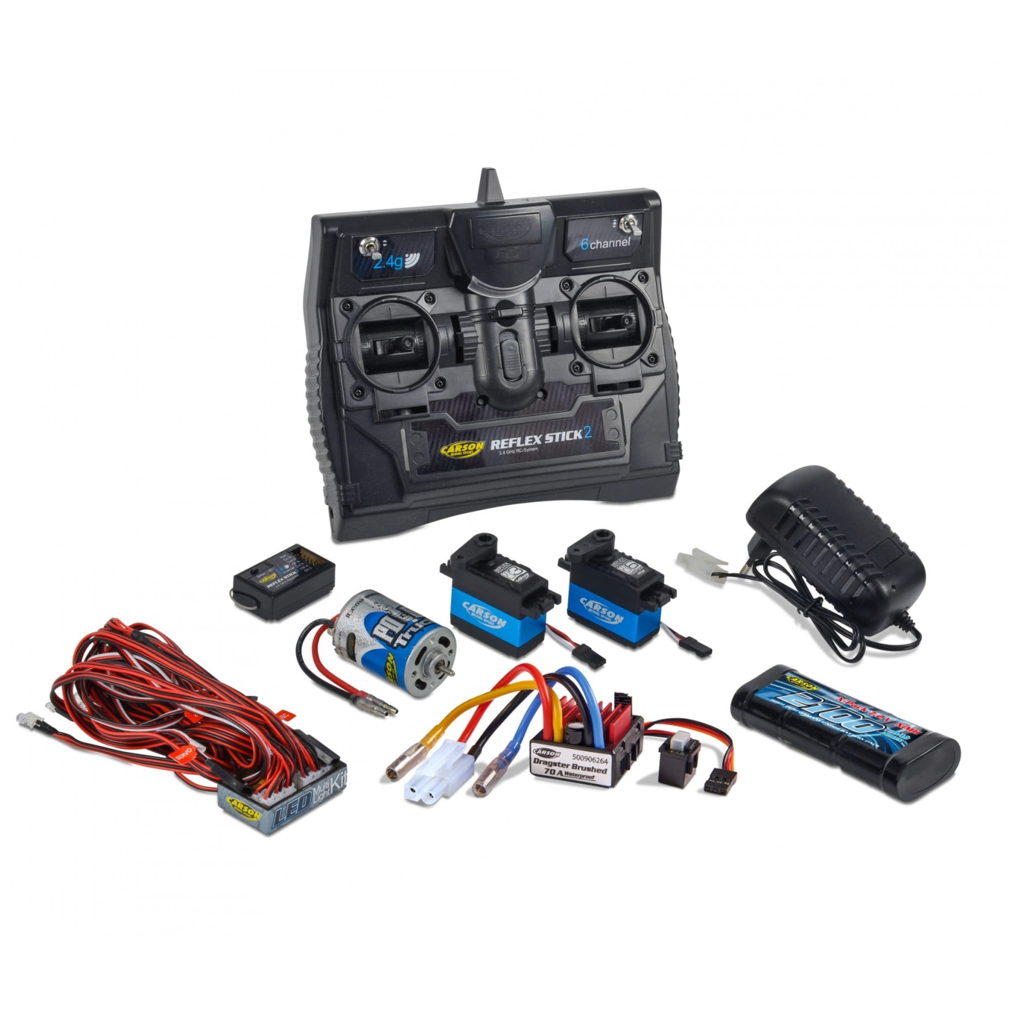 reflex stick truck set 2 4g 6 kanal servos led licht akku Reflex Stick Truck-Set 2_4G 6 Kanal mit Servos_ LED Truck Light und Akku fuer RC Trucks