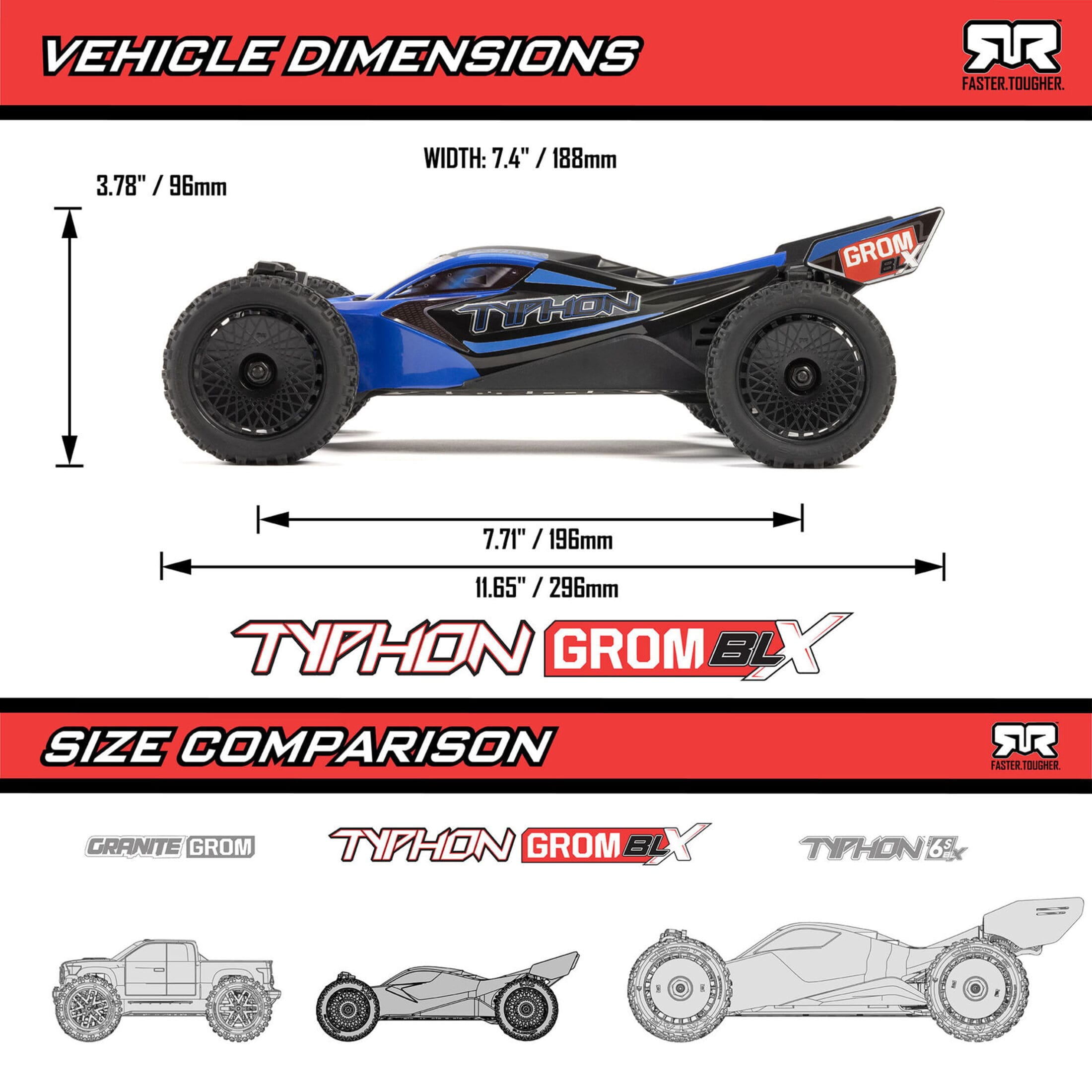 ARRMA RC Buggy Typhon Grom 223S Small Brushless RTR Blau mit Akku und Lader arrma-typhon-grom-small-223s-brushless-elektro-buggy-rtr-akku-lader-blau