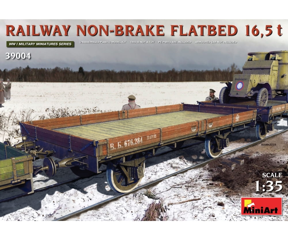 MiniArt 1_35 Flachbett-Waggon 16_5t ungebremst Plastik Modellbau - RC-Zubehoer