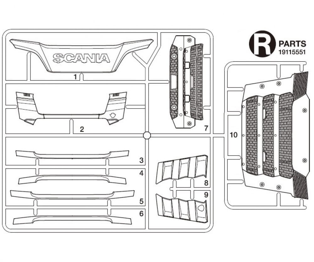 Tamiya R-Teile Kuehlergrill Scania S770 56368 - RC-Zubehoer