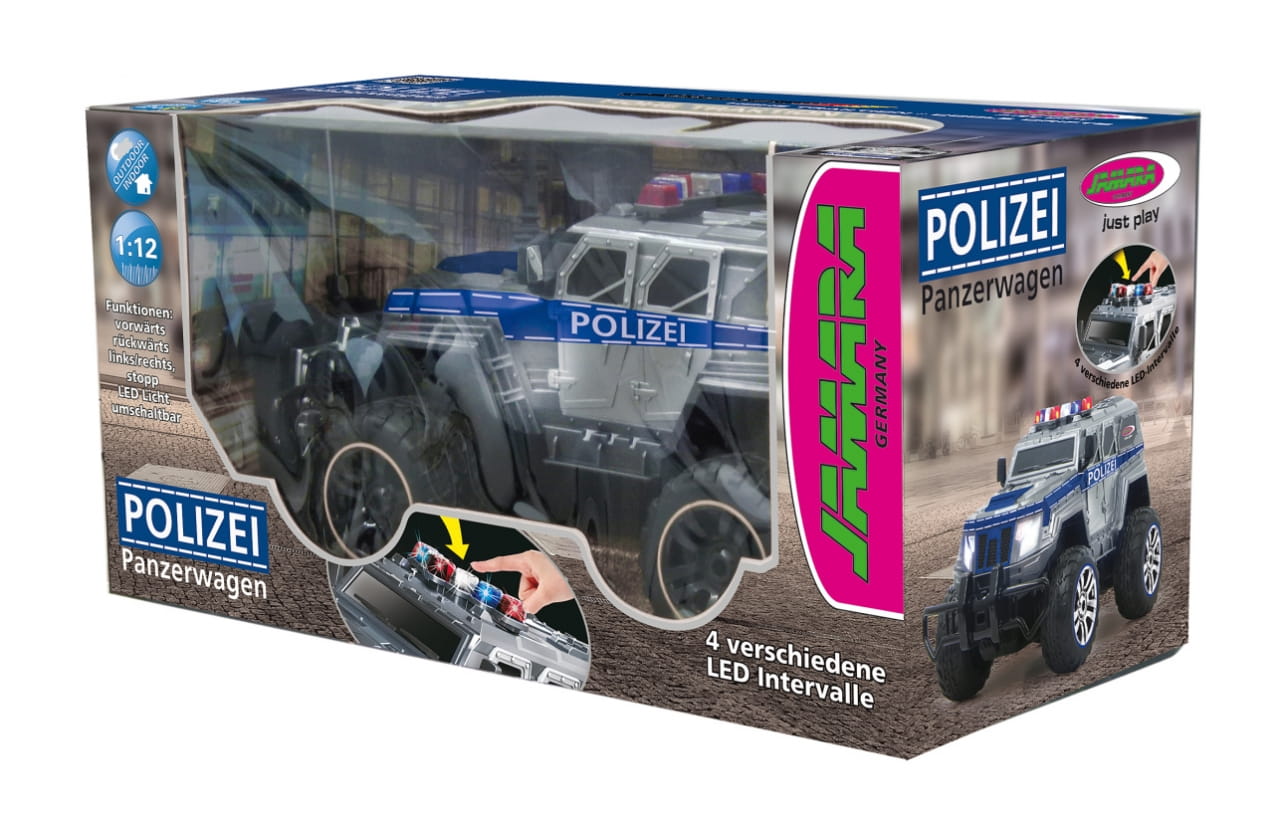 Jamara RC Polizei Panzerwagen Monstertruck 1:12 LED 27MHz
