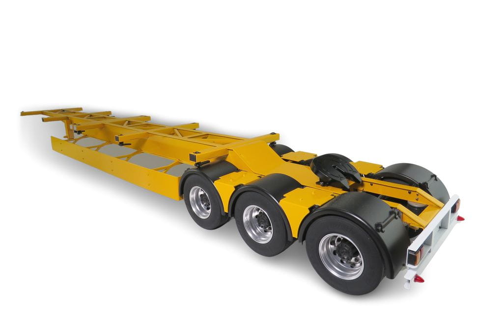 JXModel 1_14 B-Doppel-Trailer mit Sattel gelb fuer Container 40ft - RC-Zubehoer