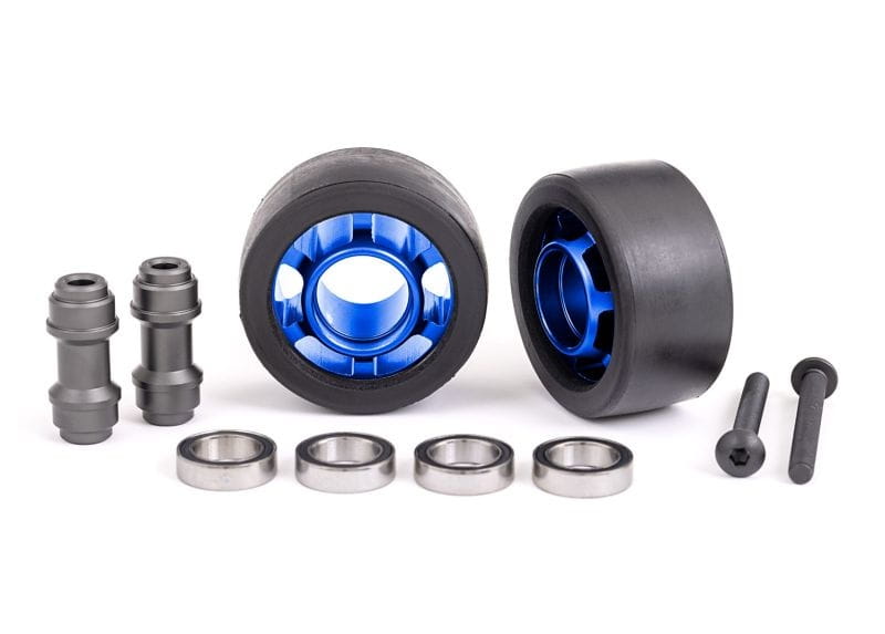 Traxxas Felge für Wheelie Bar, 6061-T6 Alu blau eloxiert (2) +KT