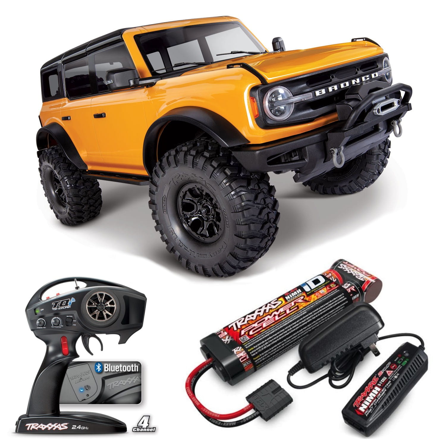 Traxxas RC Crawler TRX-4 Ford Bronco 2021 RTR Orange + Akku, Lader Komplett Set