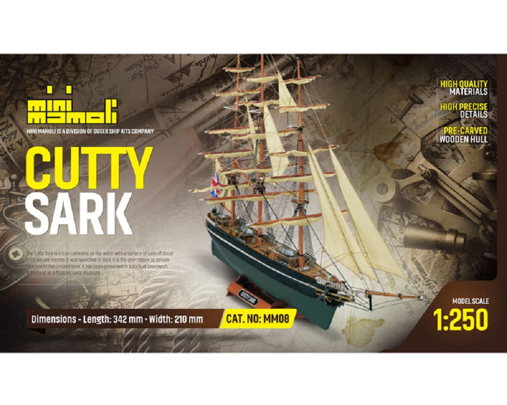 Cutty Sark Bausatz 1_250 Mini Mamoli Modell mit Holzrumpf und Beschlagteilen